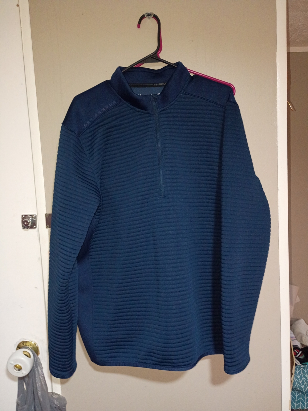 Under Armour Men's Dark Navy Quarter-Zip Ribbed Sweater